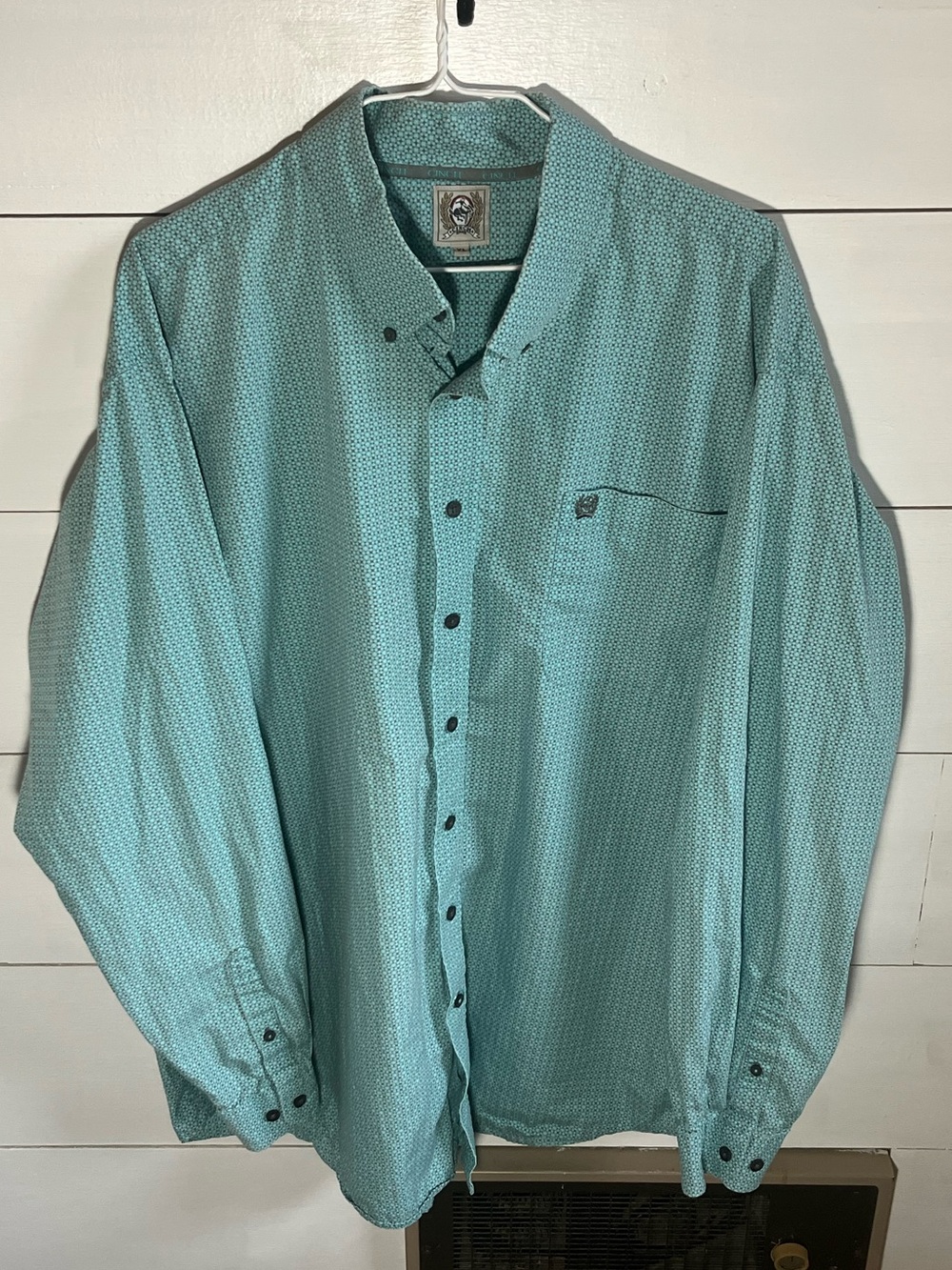 Cinch Men's Teal Micro-Print Button-Down Shirt